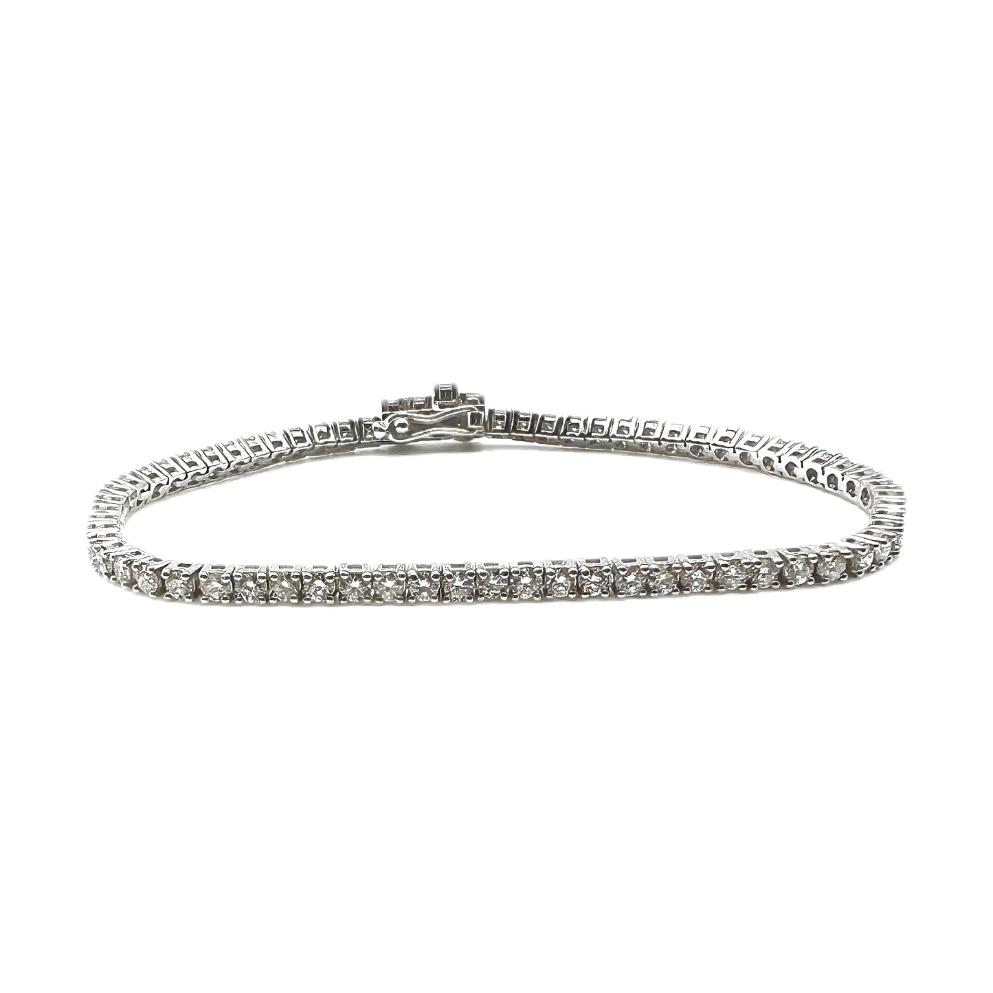 18K White Gold-Plated Sterling Silver 2.46ct Lab Diamond Tennis Bracelet