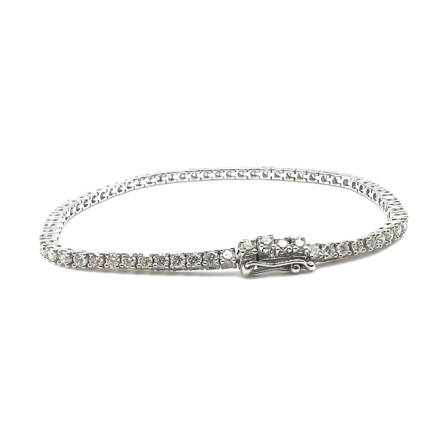 18K White Gold-Plated Sterling Silver 2.46ct Lab Diamond Tennis Bracelet