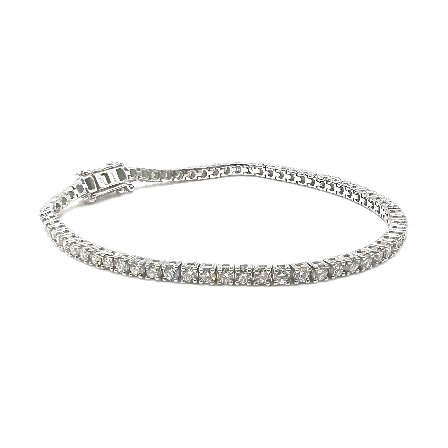 18K White Gold-Plated Sterling Silver 2.46ct Lab Diamond Tennis Bracelet