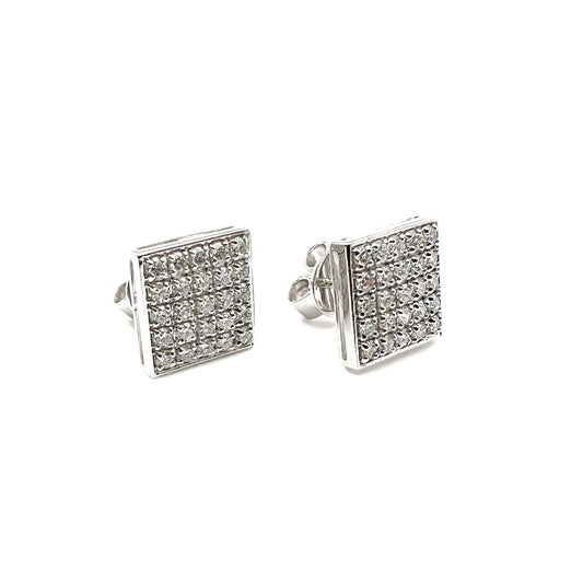 18K White Gold-Plated Sterling Silver 0.75ct Lab Diamond Pave Earrings